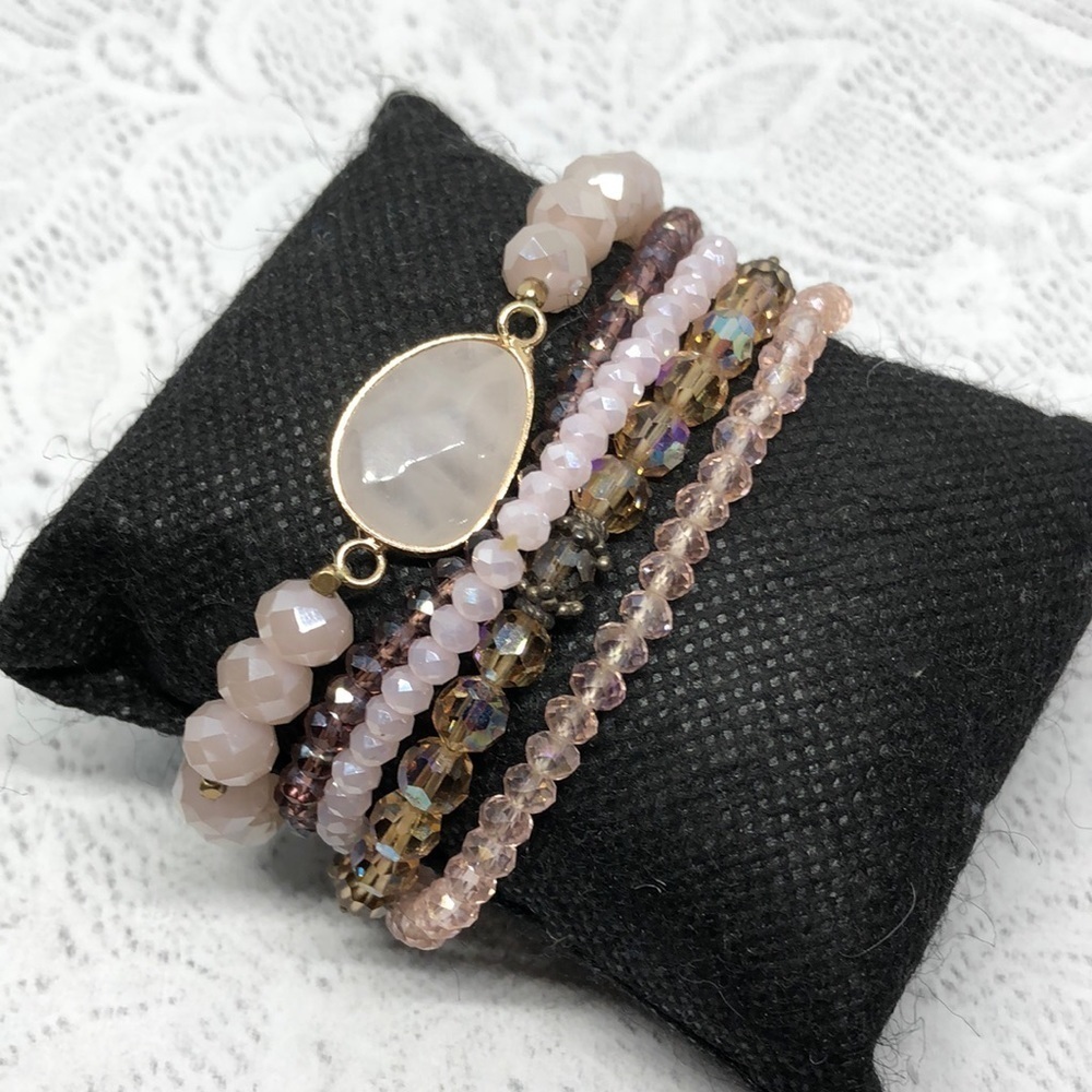 Bundle lot 5 crystal stretch stacklable layering bracelets boho festival